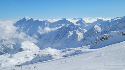 Widok na lodowiec Stubaier, kwiecień 2026